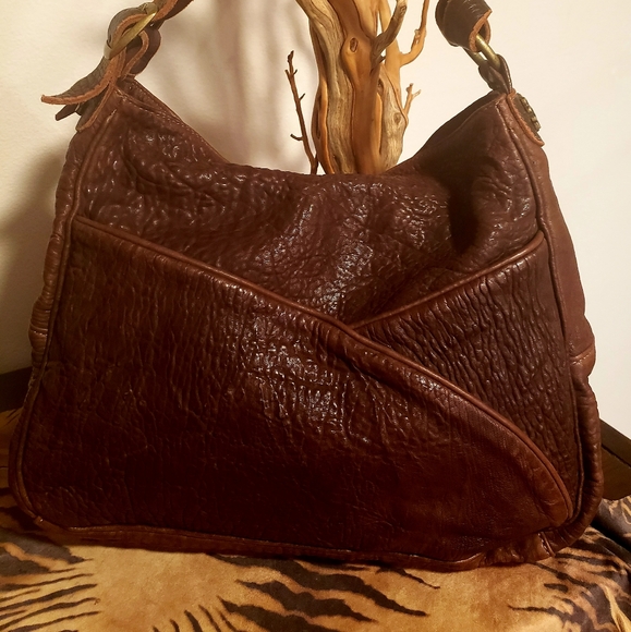 TYLIE MALIBU Dist.Peb. Brown Leather Handbag - Picture 4 of 11